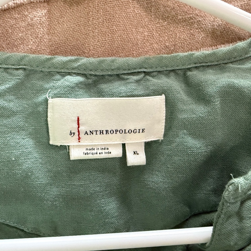 Green Sage Anthropologie Somerset Linen Blend Maxi Dress XL - Picture 3 of 7